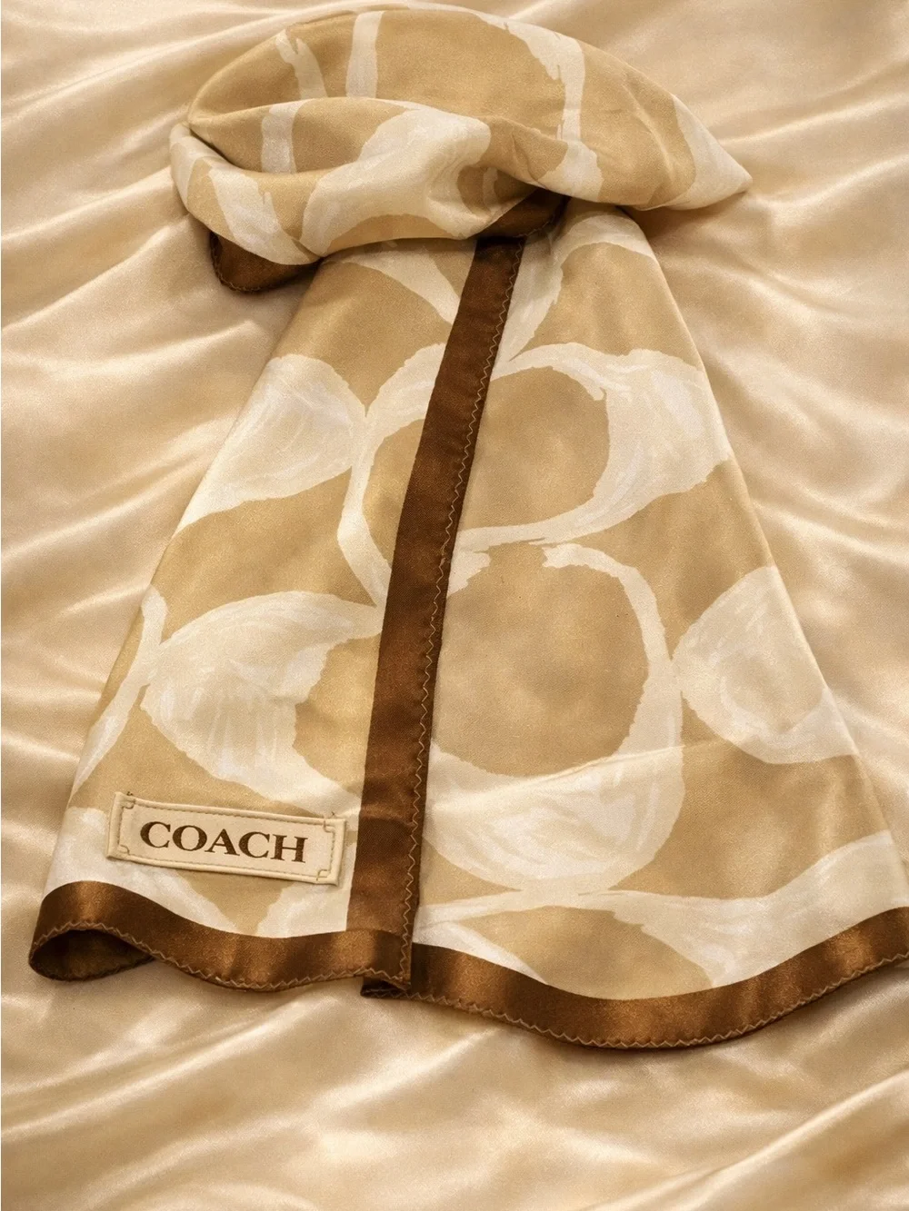 Newer coach scarf, medium sized, 100% silk, neutral tones. Soft and lovely! - Picture 3 of 6